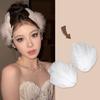 1 Pair White Feather Hair Clip Ballet Style Faux Pearl Charm Artificial Swan Feather Hair Pins for Women Girls