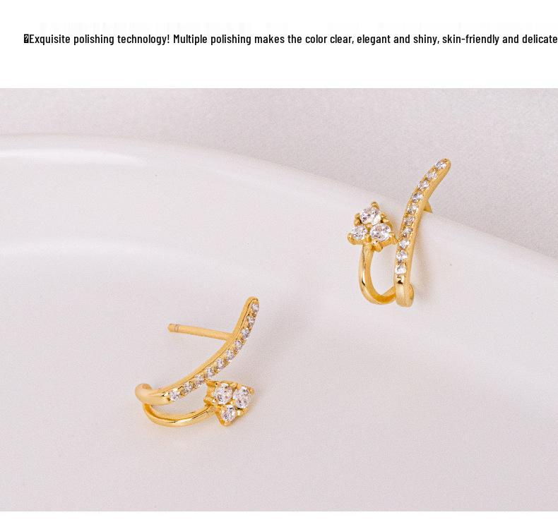 Banyan Tree S925 Silver U-Shape Diamond Luxury Earrings for Women - Korean Niche Cold Style