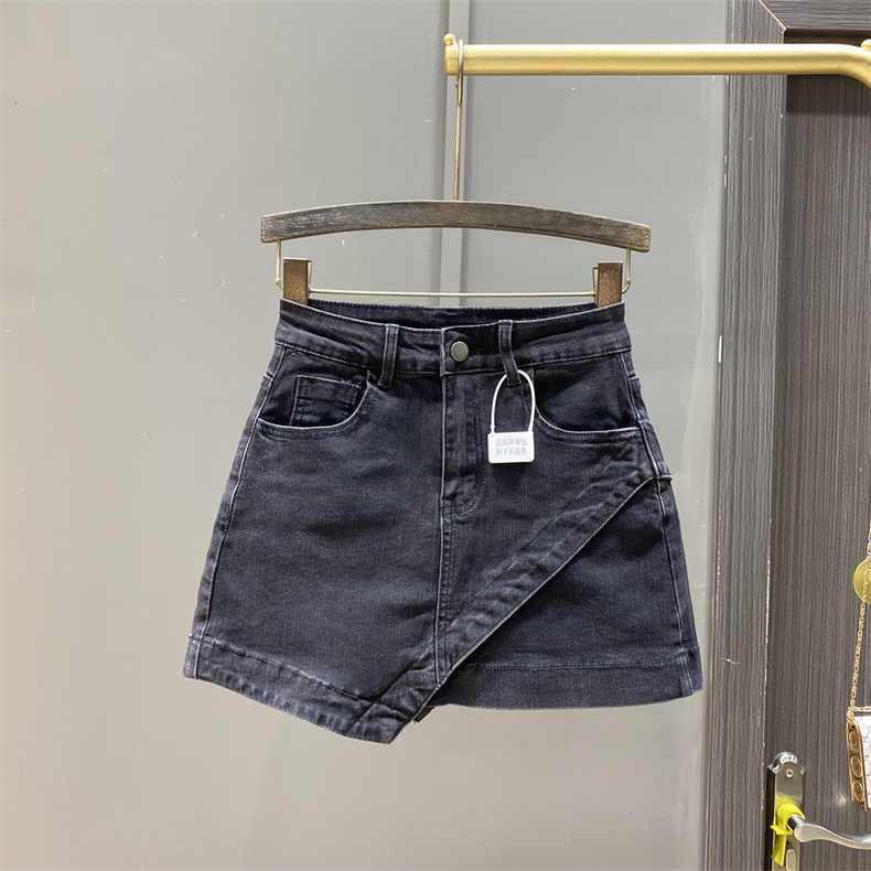 Women's Summer 2023 A-Line High-Waisted Denim Skirt - Slim Fit, Anti-Exposure