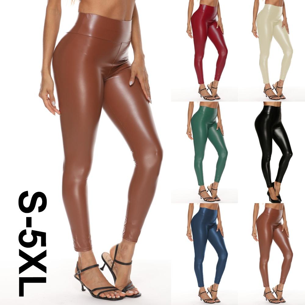 Leather Pants for Women Stretchy High Waist Leather Leggings Sexy Hip Lifting Casual Pencil Pants