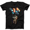 Astronaut In Space Planets Balloons Solar System Funny Gift Black T Shirt 238