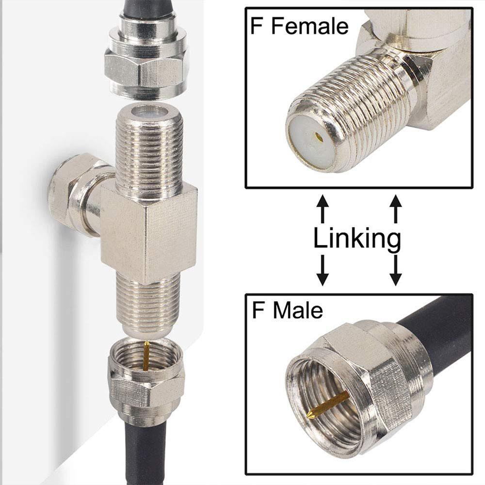 4PC F-Type Coax Cable Splitter Combiner Adapter 3 Way Connector RG6 for TV Video