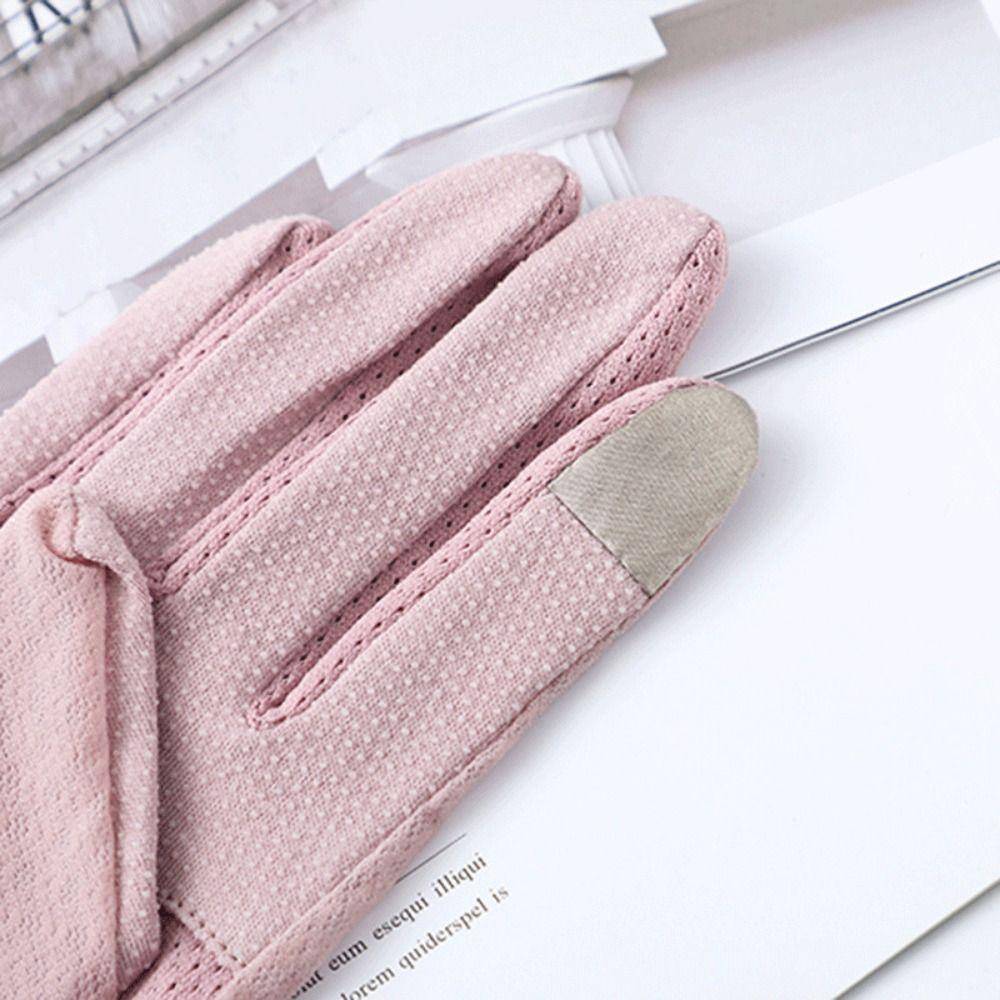 Breathable Female Sunscreen Gloves Full Finger Cycling Gloves Fashion Ice Silk Gloves  Summer