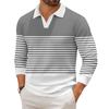 Men's Casual Fashion Printed Lapel Long-sleeved Knitted Bottoming Shirt Top