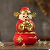 Auto Shaking Solar Caishen Sculpture Chinese Style God of Wealth Car Ornament Gift Giving