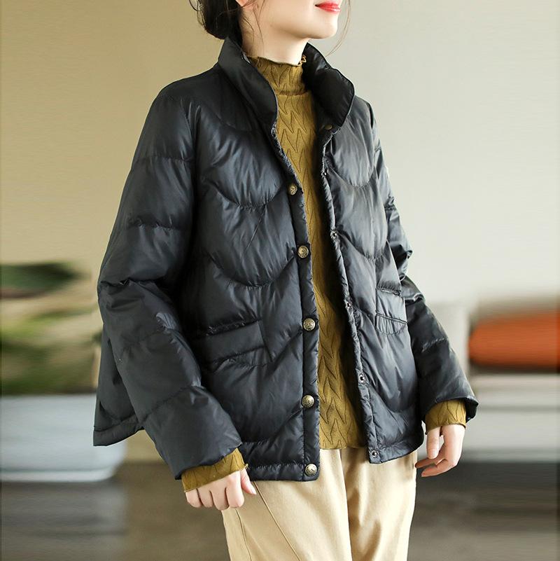 Literary and Retro Down Jacket Women's Short 2025 Winter Light Stand-up Collar Warm Small Temperament Casual Top Tide