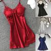 Ladies Sexy Silk Satin Night Dress Sleeveless Nighties V-neck Nightgown Nightdress Lace Sleepwear Nightwear
