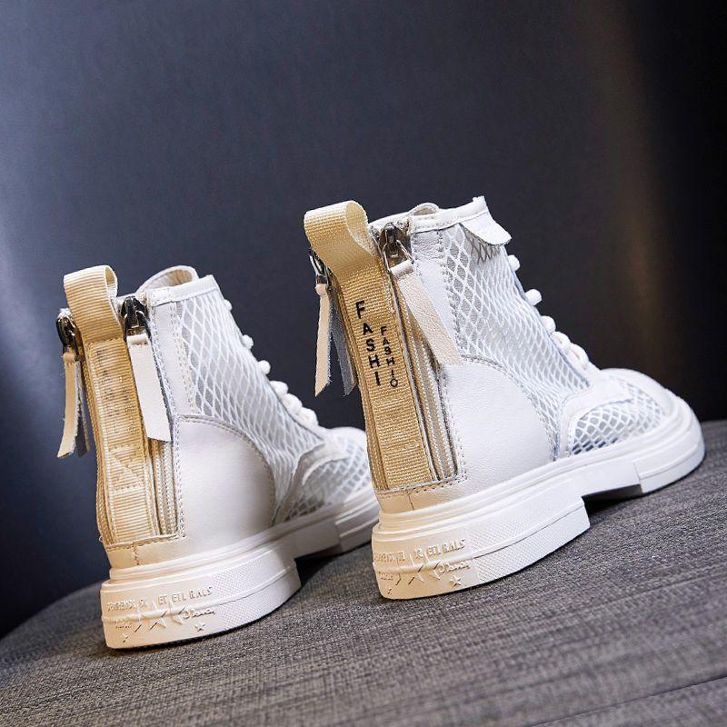 Female Ankle Boots Combat Footwear Mesh Booties Punk Style White Sandals Short Shoes For Women Chic Point Hot And Low Price With