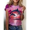 New Fashion, 3D Printed Dolphin Pattern T-shirt, Men's and Women's Casual Round Neck Loose Short Sleeve T-shirt, Summer Large Y2K T-shirt