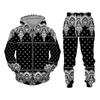 Tracksuit For Men 3D Bandanna Printed Zip Hoodie + Pants Suit Cool Men 2 Pcs Sportwear Casual Hoodies Set Autumn Men's Clothing