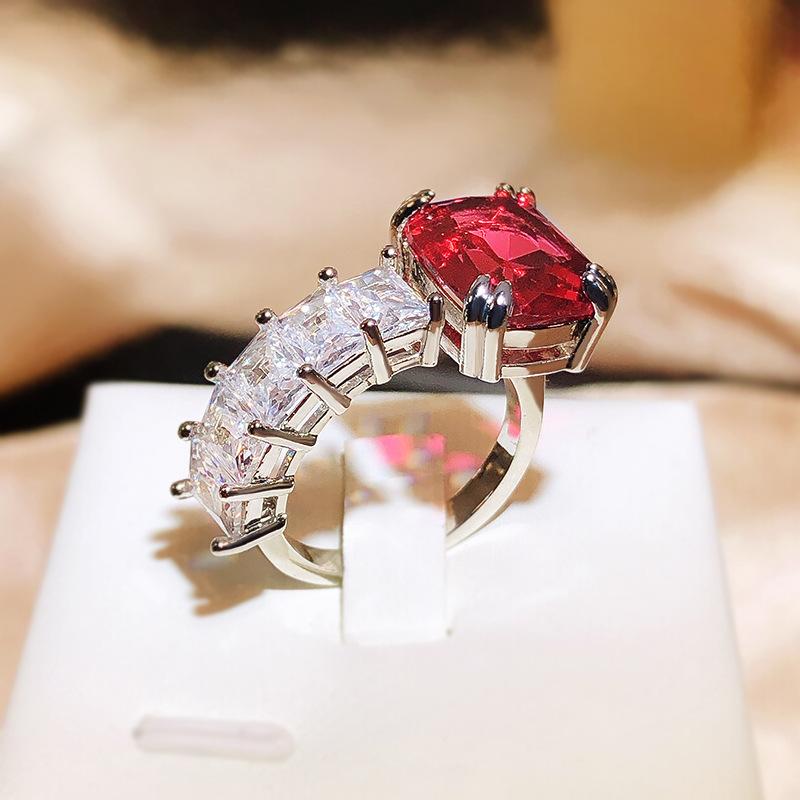 Personalized and Fashionable Colorful Zircon Ring for Women Temperament Open Ring