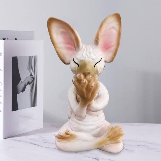 Yousheng Meditation Cat Figurine Resin Buddha Hairless Cat Ornaments Sit In Meditation Zen Cat Sculpture Home Decor Gift for Meditation Enthusiasts