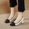 Fashion Woman Pumps Color Spelling Square Toe with Medium Heels Bow Shoes for Women Discount Vacation Stylish On Offer Fashion Young 39