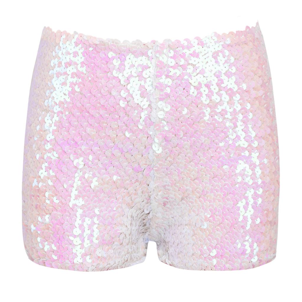Kids Boys Girls Sparkle Sequins Dance Shorts High Waist Gymnastic Jazzz Hip Hop Dance Performance Dance Shorts