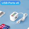 6-in-1 Fast Charging Power Strip with USB Hub 1m Cord Desktop Charging Station for iPhone Home Office Multi Ports Adapter Socket