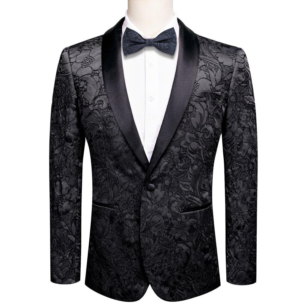 Mens Floral Tuxedo Dinner Jacket Regular Fit Shawl Lapel Paisley Prom Party Suit