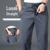 Men's High Elasticity Thick Casual Sweatpants - Autumn/Winter Loose Straight-Leg with Elastic Waist, High Waist, and Ideal for Middle-Aged Comfort.