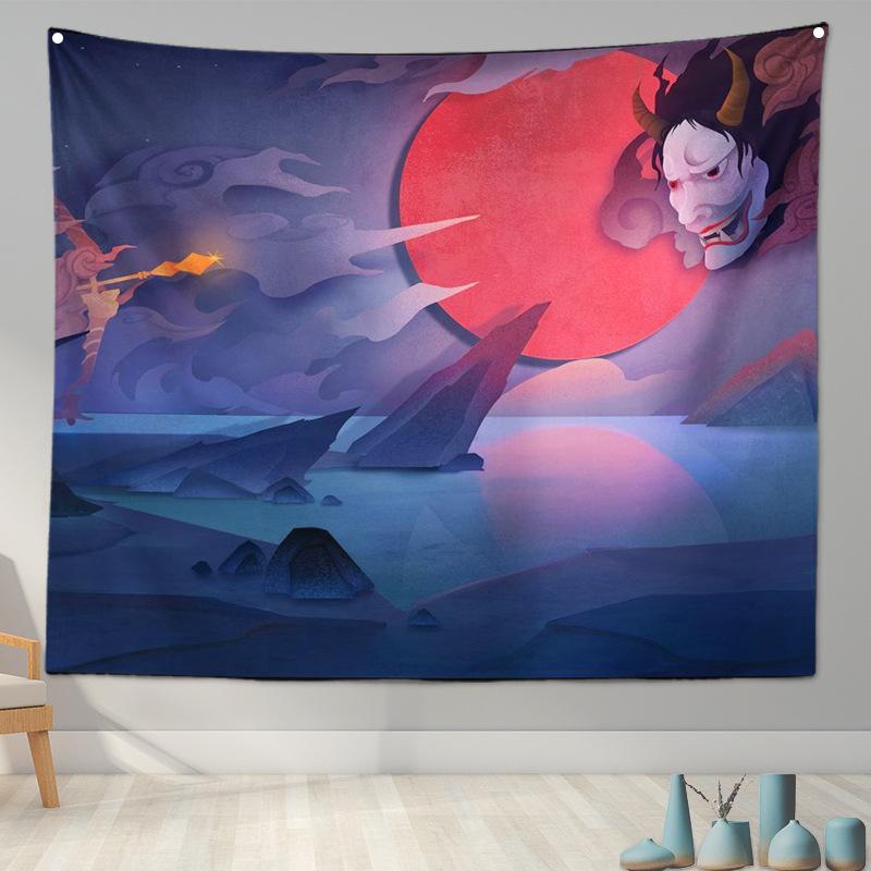 Home Decoration Japanese Ukiyo-e Tapestry Kanagawa Surf Hanging Cloth Wine Shop    Painting