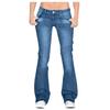 Women Flare Jeans Mid Waist Bell Jeans Stretch Slim Pants Length Jeans