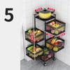 Kitchen Storage Rotatable Rack Stable Metal Revolving Basket with Wheels for Fruit VegetableSquare