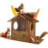 Squirrel Feeder For Outside Wooden Chipmunk Feeder Squirrel House For Corn, Peanuts Large Capacity Squirrel Feeding Stations