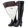 Women's Over The Knee Boots Natural Wool Genuine Leather Women Winter Boots Warm High-heel Women Motorcycle Boots