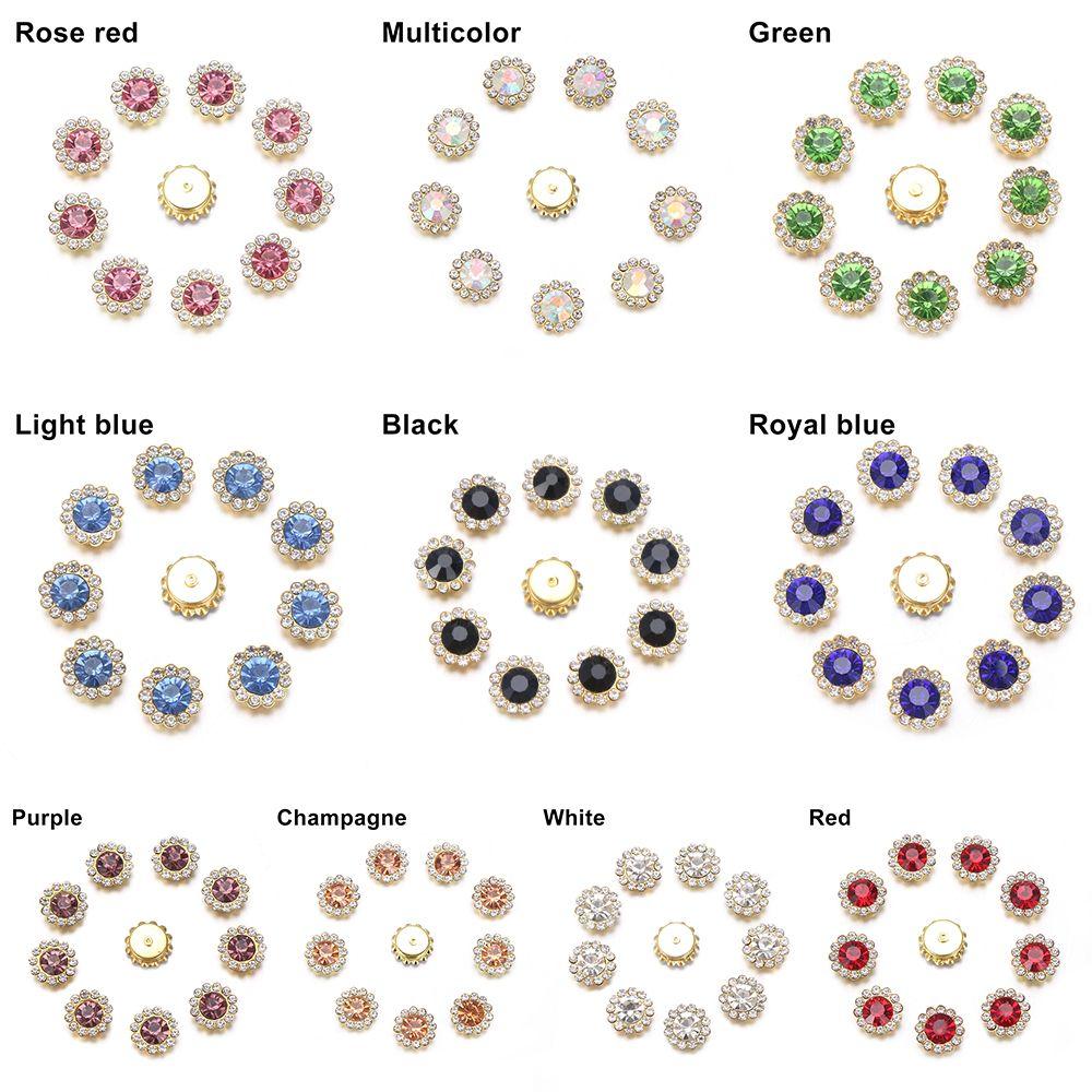 Apparel Sewing Sparkling Flower-shaped Clothes Decoration Rhinestone Buttons Crystal Glass Stone