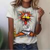 2025 European and American Women's T-shirt with Small Animal 3D Printing Round Neck Short Sleeve Fashion Versatile Women's Top