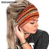 Paisley Pattern Sports Headbands, Stretchy Knotted Sweat Absorption Boho Fitness Running Yoga Headbands, Wide Boho Headband Headwrap