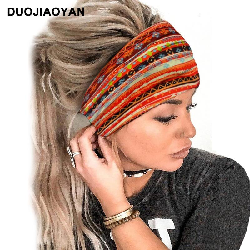 Paisley Pattern Sports Headbands, Stretchy Knotted Sweat Absorption Boho Fitness Running Yoga Headbands, Wide Boho Headband Headwrap