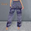 Women Harem Yoga Pants with Pockets Wide Elastic Waist Thai Elephant Print Wide-Leg Trousers Vacation Work Bloomers