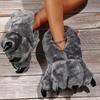 Size 35-43 Women's Shoes 2024 Gray Bear Paw Slides Woman Bigfoot Chunky Slip-on Furry Slippers Home Creative Animal Claw Shoes