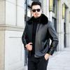 Middle-aged and Elderly Leather Men's Coat New Fur One Dad Pu Leather Jacket with Velvet Thickening