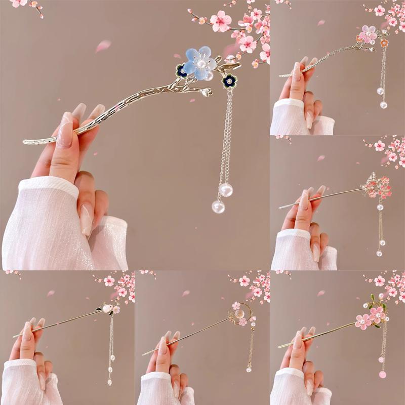 Романтичные аксессуары для волос в китайском стиле для женщин и девочек, милая универсальная заколка для волос с цветочной кисточкой, простая высококачественная палочка для волос, подарки