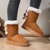 Fashion Women Mid-calf Boots Non-slip Fashion Snow Boots Women Solid Color Classic Retro Shoes Women Thick Plush Thick Sole Ankle Boots