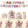 Labubu Birthday Party Disposable Tableware Set - Plates, Napkins, Cups, Tablecloth, Banner