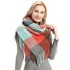 Warm Tassel Scarf Women's Autumn Winter Long Tassel Plaid Square Shawl
