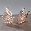 1 Pair Golden Color Sunflower Floral Earrings Valentine's Day Jewelry