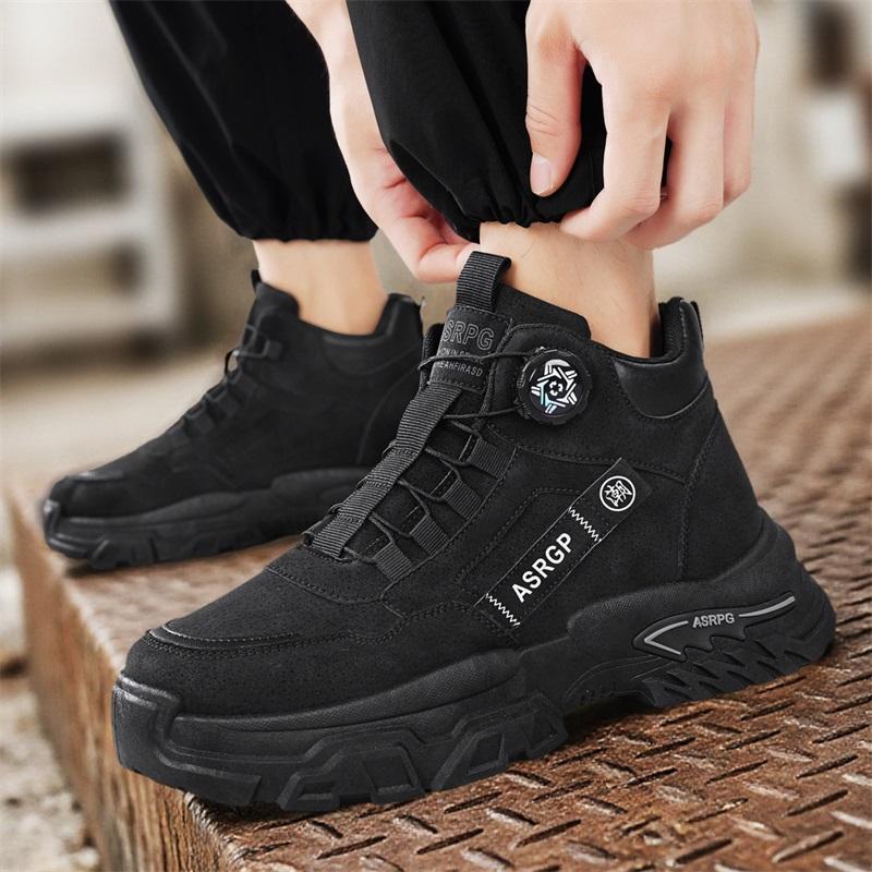 Men’s Black Deserts Shoes Casual Hiking Boots Grey Outdoor Sport Boots Plus Size High Top Sneakers