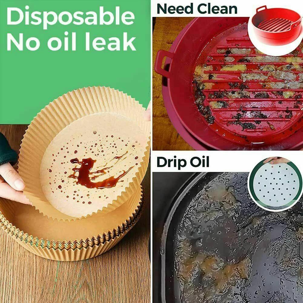 50PCS Large 23CM Air Fryer Disposable Baking Paper Liner Non-Stick Oil-proof Mat Steamer Square Round Parchment for Microwave Oven Kitchen Cookers