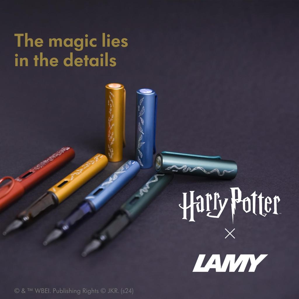 LAMY Harry Potter Slytherin Special Edition Fountain Pen with House Engraving EF Size Steel Nib Lightweight Aluminum Body Includes LAMY T 10 Blue