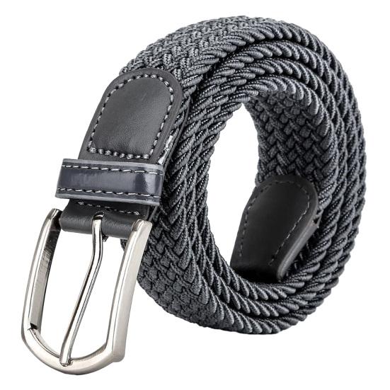 Men Belt Metal Pin Buckle Wide Band Anti-break Solid Color Firm Stitching Great Tougness Waist Strap Male Elastic Belt Pants Jeans Matching