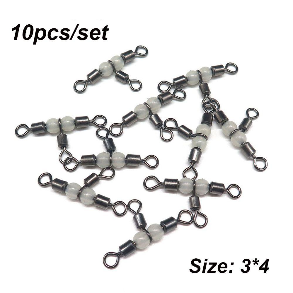10Pcs Durable Splitter Luminous Wivels Bearing Fishing Pin Line Connector Trident 3 Way Ring Rolling