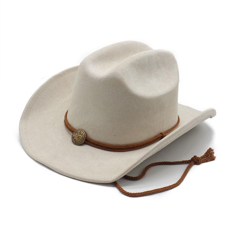 Fashion Men And Women French Windbreak Rope Travel Vacation Suede One-Word Cowboy Hat