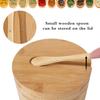 Bamboo Seasoning Storage Box with Magnetic Swivel Lid Wooden Salt Cellar Pepper Sugar Spice Holder Round Container Bowl Kitchen Gadgets