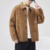 Men's Loose Fit Plus Size Khaki Denim Jacket - American Retro Spring/Autumn, Japanese Trend Brand