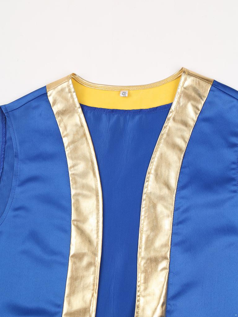 Mens Toad Vest Costume Open Front Metallic Shiny Trim Contrast Waistcoat