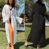 Bamboo Cotton Loose Casual Long Sun Protection Cardigan Bikini Cover-Up