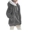 2024 Autumn/Winter Loose Plush Long Sleeve Zip Pocket Hooded Warm Coat for Women