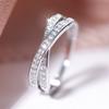 Simple Silver Color X Shape Cross Finger Rings for Women Dazzling Cubic Zirconia Simple Stylish Female Rings